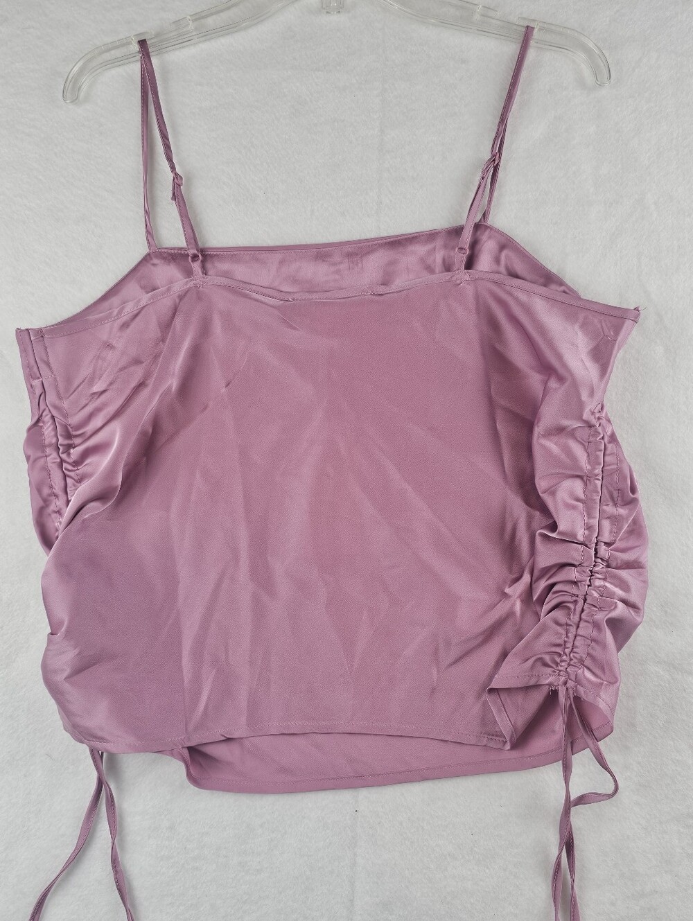 Pink Rose Womens M Ruched Adjustable Tank Top Spaghetti Straps Dusty Mauve NWT - Picture 6 of 11